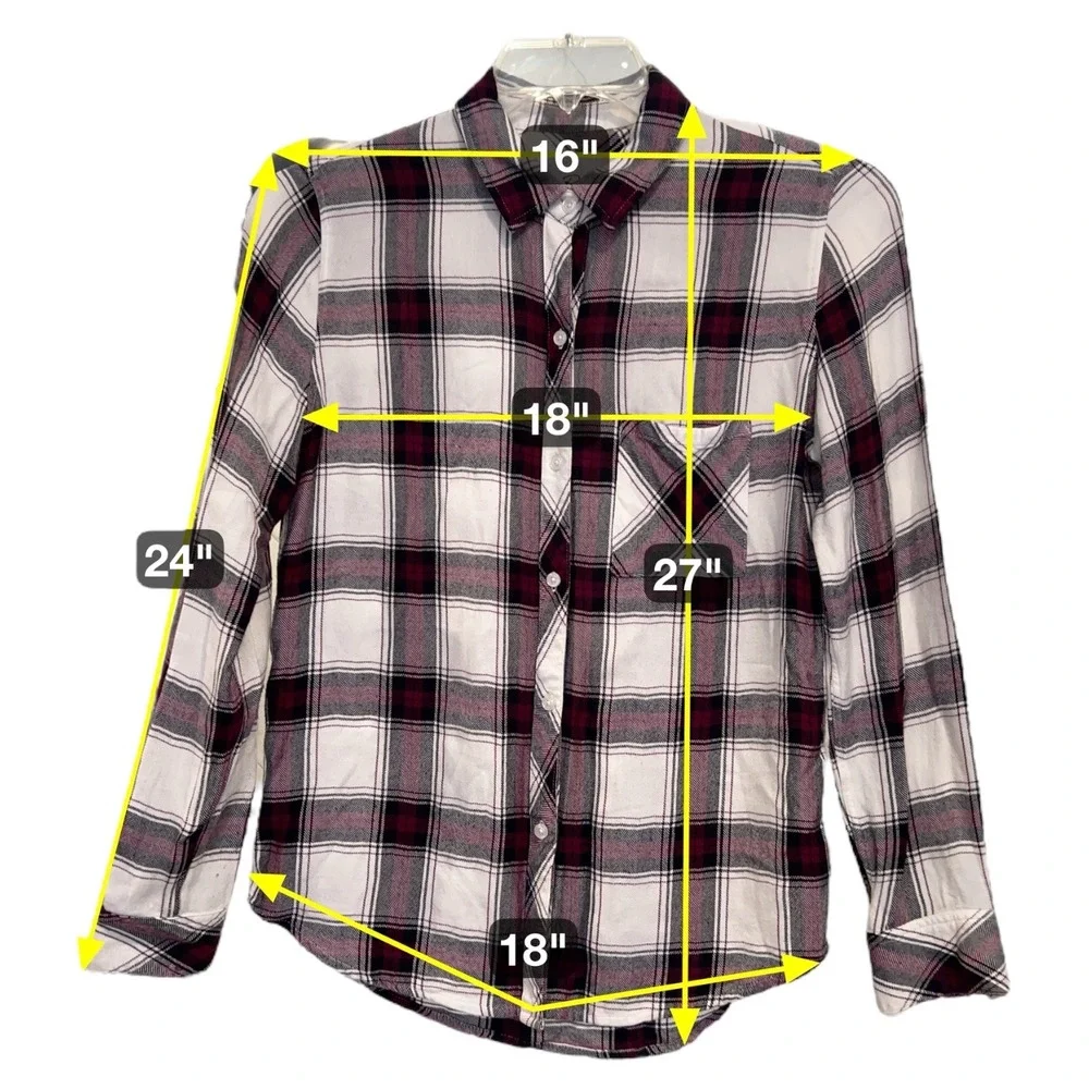 Rails | Plaid‎ Plum Navy White Button Down Shirt Size Small Grunge Y2K Inspired